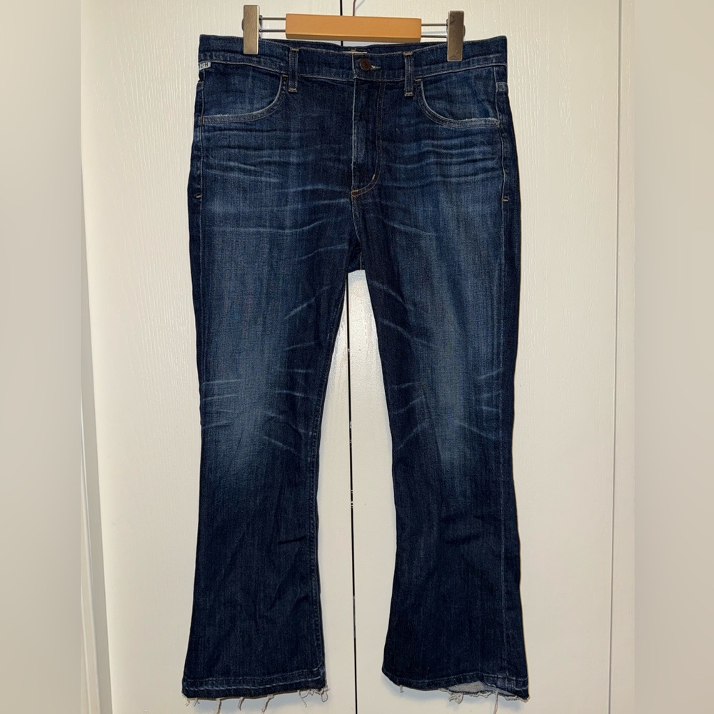 CITIZENS OF HUMANITY Drew High-Rise Fray Flare Cropped Jeans